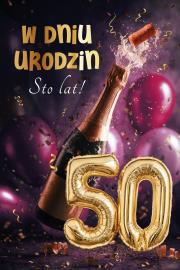 Opakowanie Karnet Urodziny grający 50