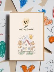 Kartka okolicznościowa W jak wdzięczność. Wydawca: Nadwyraz. Dadada.pl Opakowanie Kartka okolicznościowa W jak wdzięczność