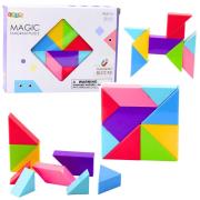 Klocki magnetyczne Tangram z naklejkami 9el. Wydawca: Leantoys. Dadada.pl Opakowanie Klocki magnetyczne Tangram z naklejkami 9el