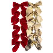 Kokardki dekoracyjne czerwone, złote 12szt. Wydawca: Dalprint. Dadada.pl Opakowanie Kokardki dekoracyjne czerwone, złote 12szt