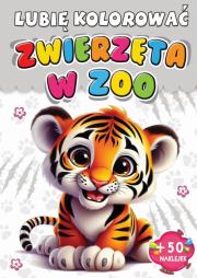 Kolorowanka Zwierzęta w zoo + 50 naklejek. Autor:   Praca zbiorowa. Dadada.pl Okładka książki Kolorowanka Zwierzęta w zoo + 50 naklejek