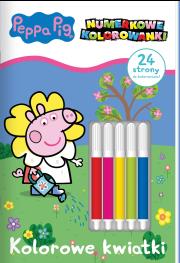 Okładka książki Kolorowe kwiatki. Świnka Peppa. Numerkowe kolorowanki