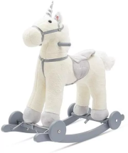 Koń na biegunach z melodią i kółkami biały. Wydawca: Baby Mix. Dadada.pl Opakowanie Koń na biegunach z melodią i kółkami biały