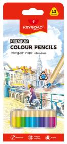 Kredki ołówkowe KEYROAD trójkątne 12  kolorów. Wydawca: Keyroad. Dadada.pl Opakowanie Kredki ołówkowe KEYROAD trójkątne 12  kolorów