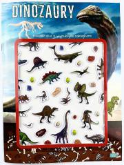 Okładka książki Książeczka z wypukłymi naklejkami. Dinozaury