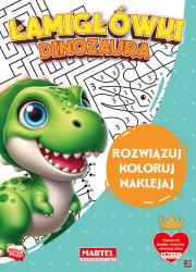Łamigłówki dinozaura + naklejki. Autor: Katarzyna Salamon. Dadada.pl Okładka książki Łamigłówki dinozaura + naklejki