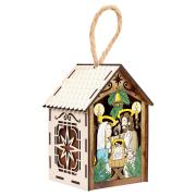 Opakowanie Lampion adwentowy drewniany kolorowy Stajenka LED