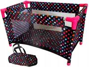 Opakowanie Łóżeczko-kojec dla lalek czarny w białe groszki