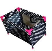 Opakowanie Łóżeczko-kojec dla lalek czarny w białe groszki