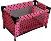 Opakowanie Łóżeczko-kojec dla lalek różowy w czarne groszki