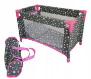 Opakowanie Łóżeczko-kojec dla lalek szary w białe gwiazdki