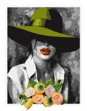 Opakowanie Malowanie po numerach IDEYKA 30x40cm z glinką Kobieta w kapeluszu