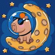 Malowanie po numerach - Kapibara na księżycu 30x30. Wydawca: Ideyka. Dadada.pl Opakowanie Malowanie po numerach - Kapibara na księżycu 30x30