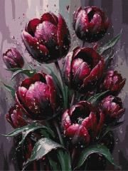 Opakowanie Malowanie po numerach - Karminowe tulipany 30x40cm