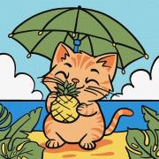 Malowanie po numerach - Kot i ananas 25x25cm. Wydawca: Ideyka. Dadada.pl Opakowanie Malowanie po numerach - Kot i ananas 25x25cm