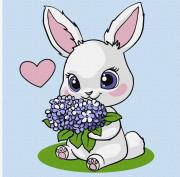 Malowanie po numerach - Króliczek z hortensjami. Wydawca: Ideyka. Dadada.pl Opakowanie Malowanie po numerach - Króliczek z hortensjami