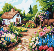 Opakowanie Malowanie po numerach - Kwiaty przy chatce 30x30cm
