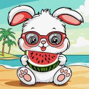 Malowanie po numerach - Lato.Królik z arbuzem. Wydawca: Ideyka. Dadada.pl Opakowanie Malowanie po numerach - Lato.Królik z arbuzem