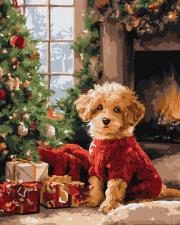 Opakowanie Malowanie po numerach - Pudel przy choince 40x50cm