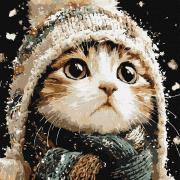 Opakowanie Malowanie po numerach -Śnieżny kotek 40x40cm