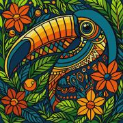 Opakowanie Malowanie po numerach - Witraż. Tukan 30x30cm