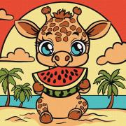 Opakowanie Malowanie po numerach - Żyrafa i arbuz 25x25cm