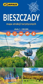 Mapa atrakcji tur. - Bieszczady 1:100 000 w.2025. Autor:   Praca zbiorowa. Dadada.pl Okładka książki Mapa atrakcji tur. - Bieszczady 1:100 000 w.2025