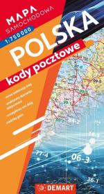 Mapa samochodowa Polski. Kody pocztowe. Autor:   Praca zbiorowa. Dadada.pl Okładka książki Mapa samochodowa Polski. Kody pocztowe