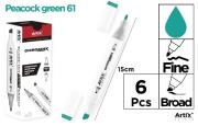 Marker Chromax z 2 końcówk peacock green 61 (6szt). Wydawca: Artix. Dadada.pl Opakowanie Marker Chromax z 2 końcówk peacock green 61 (6szt)