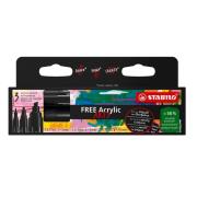 Opakowanie Marker Free Acrylic 3szt czarny STABILO