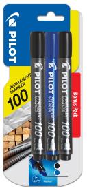 Opakowanie Marker permanentny sca 100 czarny x2+niebieski x1 Pilot