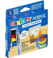 Markery akrylowe z pędzelkiem 5 kolorów CARIOCA. Wydawca: Carioca. Dadada.pl Opakowanie Markery akrylowe z pędzelkiem 5 kolorów CARIOCA