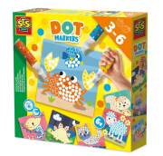 Markery w kropki XL 3 kolory + 6 arkuszy. Wydawca: SES. Dadada.pl Opakowanie Markery w kropki XL 3 kolory + 6 arkuszy