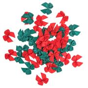 Mini kokardki satynowe czerwone, zielone BN 50szt. Wydawca: Dalprint. Dadada.pl Opakowanie Mini kokardki satynowe czerwone, zielone BN 50szt