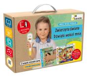 Mówiąca książka interaktywna „Widzę, słyszę, poznaję. Dźwięki wokół mnie i Zwierzęta świata”. Autor: Agnieszka Matz. Dadada.pl Okładka książki Mówiąca książka interaktywna „Widzę, słyszę, poznaję. Dźwięki wokół mnie i Zwierzęta świata”