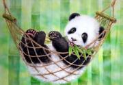 Opakowanie Mozaika diamentowa 5D - Panda w hamaku 40x30cm