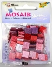 Opakowanie Mozaika kamyczki brokatowe 10x10mm różowa