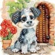 Opakowanie Mozaika piankowa siedzący pies 25x25cm