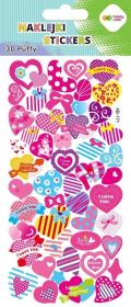 Opakowanie Naklejki 3D Puffy Pink Hearts 9,5x22cm HAPPY COLOR