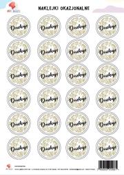 Naklejki okrągłe Dziękuję A4. Wydawca: All4Kids. Dadada.pl Opakowanie Naklejki okrągłe Dziękuję A4