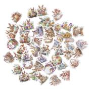 Opakowanie Naklejki winylowe Wielkanocne Vintage Bunnies 4-6cm 50szt.