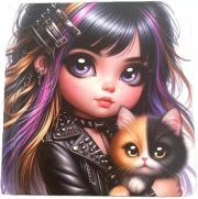 Opakowanie Notatnik 100x100/48K gładki TW Dziewczynka z kotem