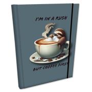 Opakowanie Notes B6 kratka z gumką Soft Touch Leniwiec Kawa