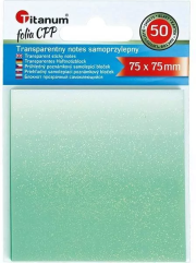 Notes samoprzylepny transparentny 75x75mm 50K. Wydawca: Titanum. Dadada.pl Opakowanie Notes samoprzylepny transparentny 75x75mm 50K