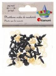 Oczy do maskotek plastikowe 9mm z mocowaniem 30szt. Wydawca: Titanum. Dadada.pl Opakowanie Oczy do maskotek plastikowe 9mm z mocowaniem 30szt