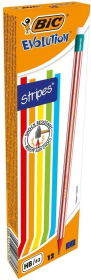 Ołówek Evolution z gumką Stripes 646 HB (12szt). Wydawca: Bic. Dadada.pl Opakowanie Ołówek Evolution z gumką Stripes 646 HB (12szt)