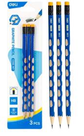 Ołówek z gumką HB heksagonalny 3szt. Wydawca: DELI. Dadada.pl Opakowanie Ołówek z gumką HB heksagonalny 3szt