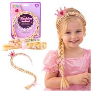 Opakowanie Opaska z długim warkoczem róż wstążka korona 50cm