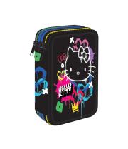 Opakowanie Piórnik potrójny z wyposażeniem Hello Kitty Jumper 3 Black Neon