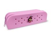 Opakowanie Piórnik silikonowy podwójny różowy + przypinka